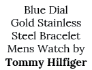 Blue Dial Gold Stainless Steel Bracelet Mens Watch by Tommy Hilfiger