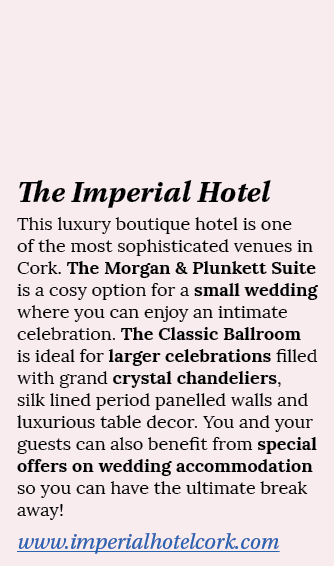The Imperial Hotel This luxury boutique hotel is one of the most sophisticated venues in Cork  The Morgan & Plunkett    