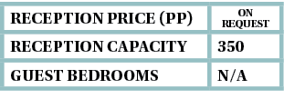 reception Price (pp),ON  REQUEST ,Reception capacity,350,guest bedrooms,N A