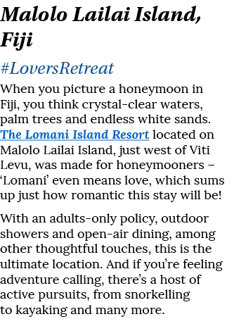 Malolo Lailai Island, Fiji #LoversRetreat When you picture a honeymoon in Fiji, you think crystal-clear waters, palm    