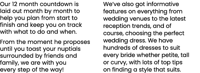 Our 12 month countdown is laid out month by month to help you plan from start to finish and keep you on track with wh...
