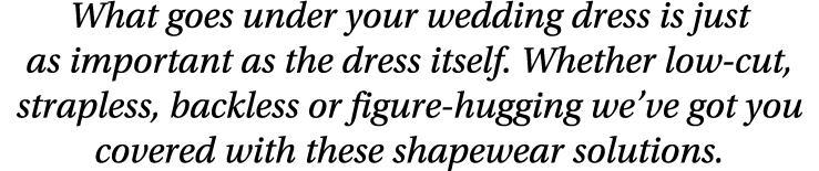 What goes under your wedding dress is just as important as the dress itself. Whether low cut, strapless, backless or ...