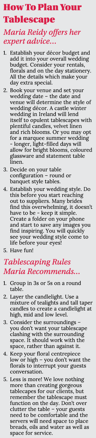 How To Plan Your Tablescape Maria Reidy offers her expert advice… 1. Establish your d cor budget and add it into your...
