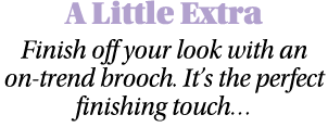 A Little Extra Finish off your look with an on trend brooch. It’s the perfect finishing touch…