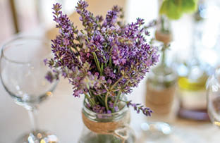 wedding decoration table with lavender and greenery