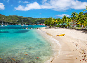 Beautiful beach of Bequia, St Vincent and the Grenadines.