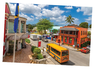 View of traditional 'Reggae Reggae' bus at Holetown, Barbados, West Indies, Caribbean, Central America 1-11-19