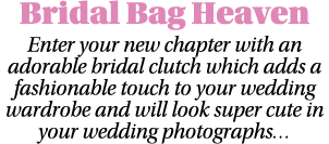 Bridal Bag Heaven Enter your new chapter with an adorable bridal clutch which adds a fashionable touch to your weddin   