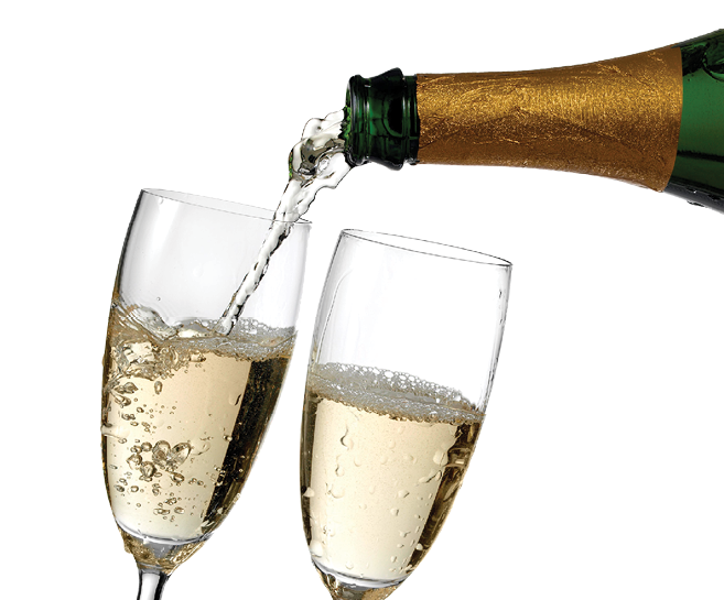 Champagne pouring in two glasses