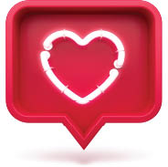 Set Like heart icon on a red pin isolated on white background  Neon Like symbol  3d render