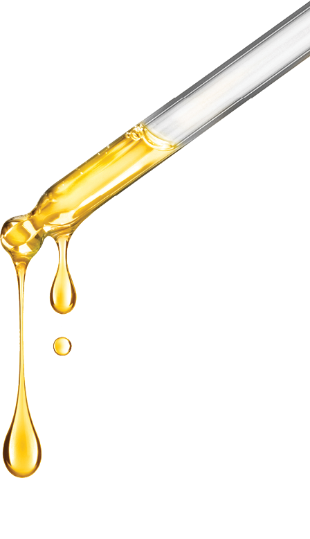 Cosmetic pipette with drops of cosmetic oil close-up on a white background