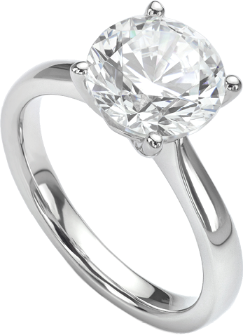 Diamond Ring Isolated on White Engagement Solitaire Style Ring