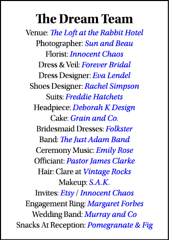 The Dream Team Venue: The Loft at the Rabbit Hotel Photographer: Sun and Beau Florist: Innocent Chaos Dress & Veil: F   