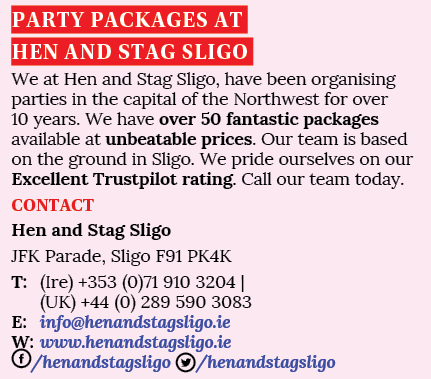 Party Packages at Hen and Stag Sligo We at Hen and Stag Sligo, have been organising parties in the capital of the Nor   