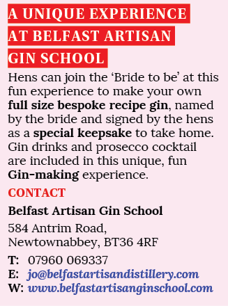 a unique experience at Belfast Artisan Gin School Hens can join the  Bride to be  at this fun experience to make your   