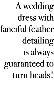 A wedding dress with fanciful feather detailing is always guaranteed to turn heads! 