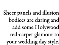 Dare To Bare Sheer panels and illusion bodices are daring and add some Holywood red-carpet glamour to your wedding da...