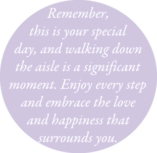 Remember, this is your special day, and walking down the aisle is a significant moment. Enjoy every step and embrace ...
