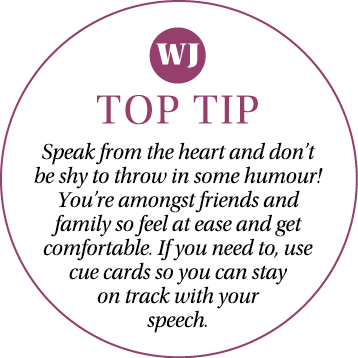 ￼ TOP TIP Speak from the heart and don’t be shy to throw in some humour! You’re amongst friends and family so feel at...
