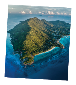 seychelles la digue island drone aerial view