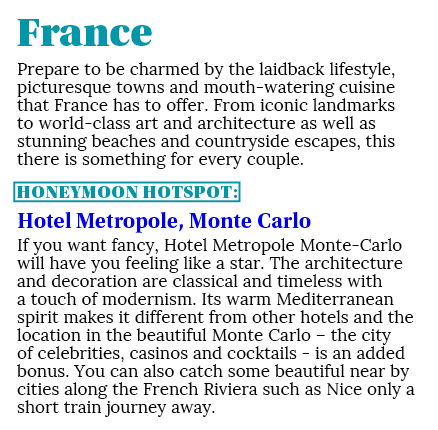 France Prepare to be charmed by the laidback lifestyle, picturesque towns and mouth watering cuisine that France has ...