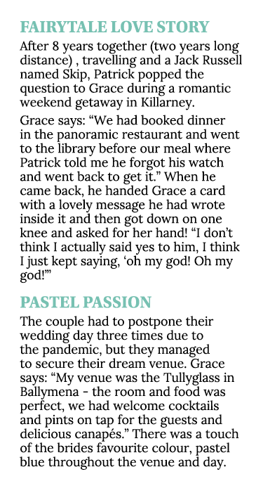 FAIRYTALE LOVE STORY After 8 years together (two years long distance) , travelling and a Jack Russell named Skip, Pat...