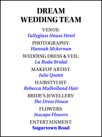 DREAM WEDDING TEAM Venue: Tullyglass House Hotel Photography: Hannah Mckernan Wedding dress & veil: La Boda Bridal Ma...