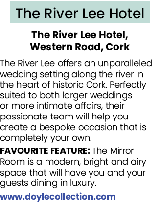 The River Lee Hotel The River Lee Hotel, Western Road, Cork The River Lee offers an unparalleled wedding setting alon...