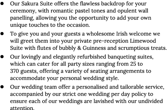 Our Sakura Suite offers the flawless backdrop for your ceremony, with romantic pastel tones and opulent wall panellin   