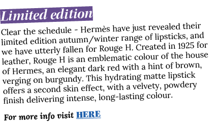 Limited edition Clear the schedule - Hermès have just revealed their limited edition autumn winter range of lipsticks   