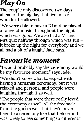 Play On The couple only discovered two days ahead of the big day that live music wouldn t be allowed   We were able t   
