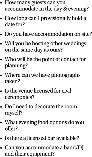 How many guests can you accommodate in the day & evening  How long can I provisionally hold a date for  Do you have a   
