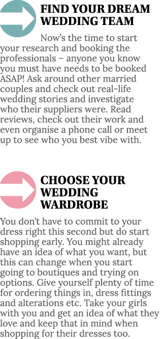  FIND YOUR DREAM WEDDING TEAM Now s the time to start your research and booking the professionals   anyone you know y   