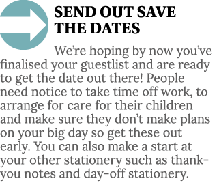  SEND OUT SAVE THE DATES We re hoping by now you ve finalised your guestlist and are ready to get the date out there    