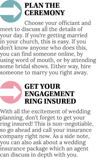  PLAN THE CEREMONY Choose your officiant and meet to discuss all the details of your day  If you re getting married i   