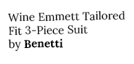 Wine Emmett Tailored Fit 3-Piece Suit by Benetti