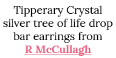 Tipperary Crystal silver tree of life drop bar earrings from R McCullagh