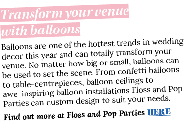 Transform your venue with balloons Balloons are one of the hottest trends in wedding decor this year and can totally    
