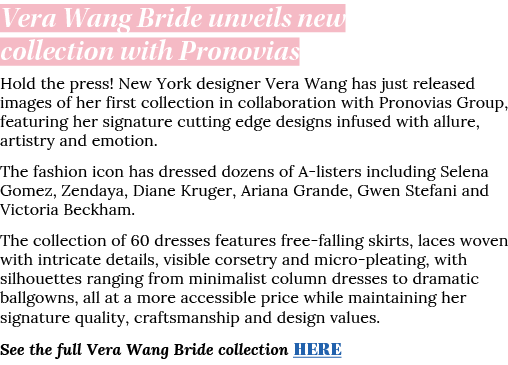 Vera Wang Bride unveils new collection with Pronovias Hold the press  New York designer Vera Wang has just released i   