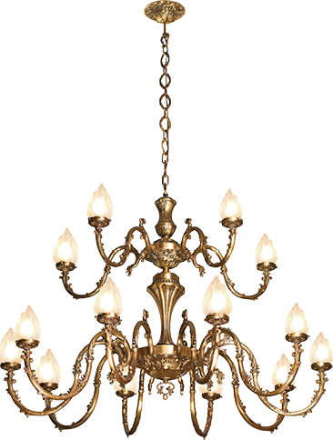 Vintage chandelier isolated on white background with clipping path