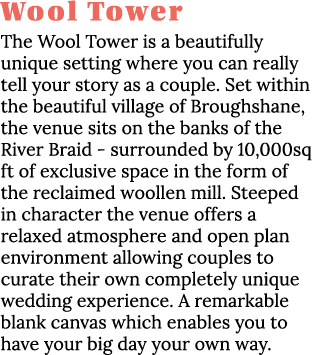 Wool Tower The Wool Tower is a beautifully unique setting where you can really tell your story as a couple  Set withi   