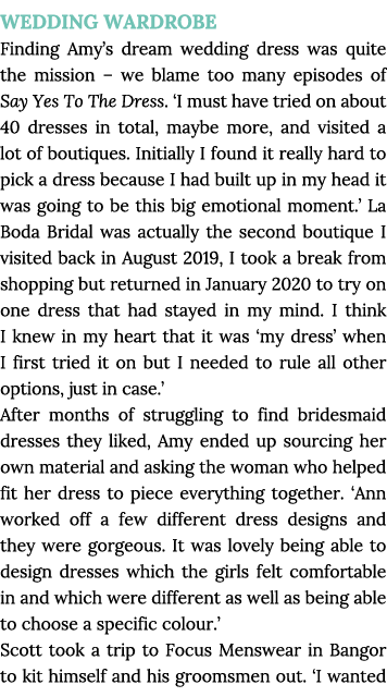 WEDDING WARDROBE Finding Amy s dream wedding dress was quite the mission   we blame too many episodes of Say Yes To T   