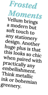 Frosted Moments Vellum brings a modern but soft touch to any stationery design  Another huge plus is that this looks    