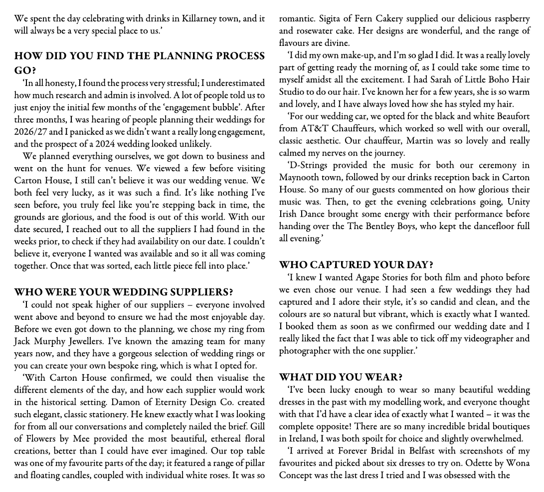 We spent the day celebrating with drinks in Killarney town, and it will always be a very special place to us.’ How di...