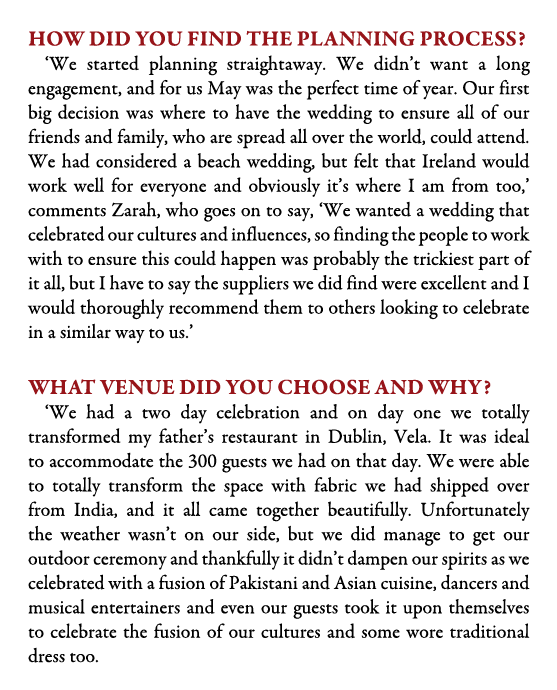 How did you find the planning process? ‘We started planning straightaway. We didn’t want a long engagement, and for u...
