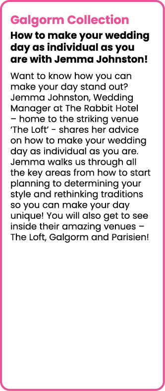 Galgorm Collection How to make your wedding day as individual as you are with Jemma Johnston  Want to know how you ca   