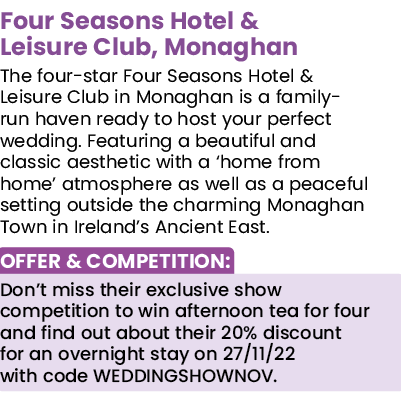 Four Seasons Hotel & Leisure Club, Monaghan The four-star Four Seasons Hotel & Leisure Club in Monaghan is a family-r   