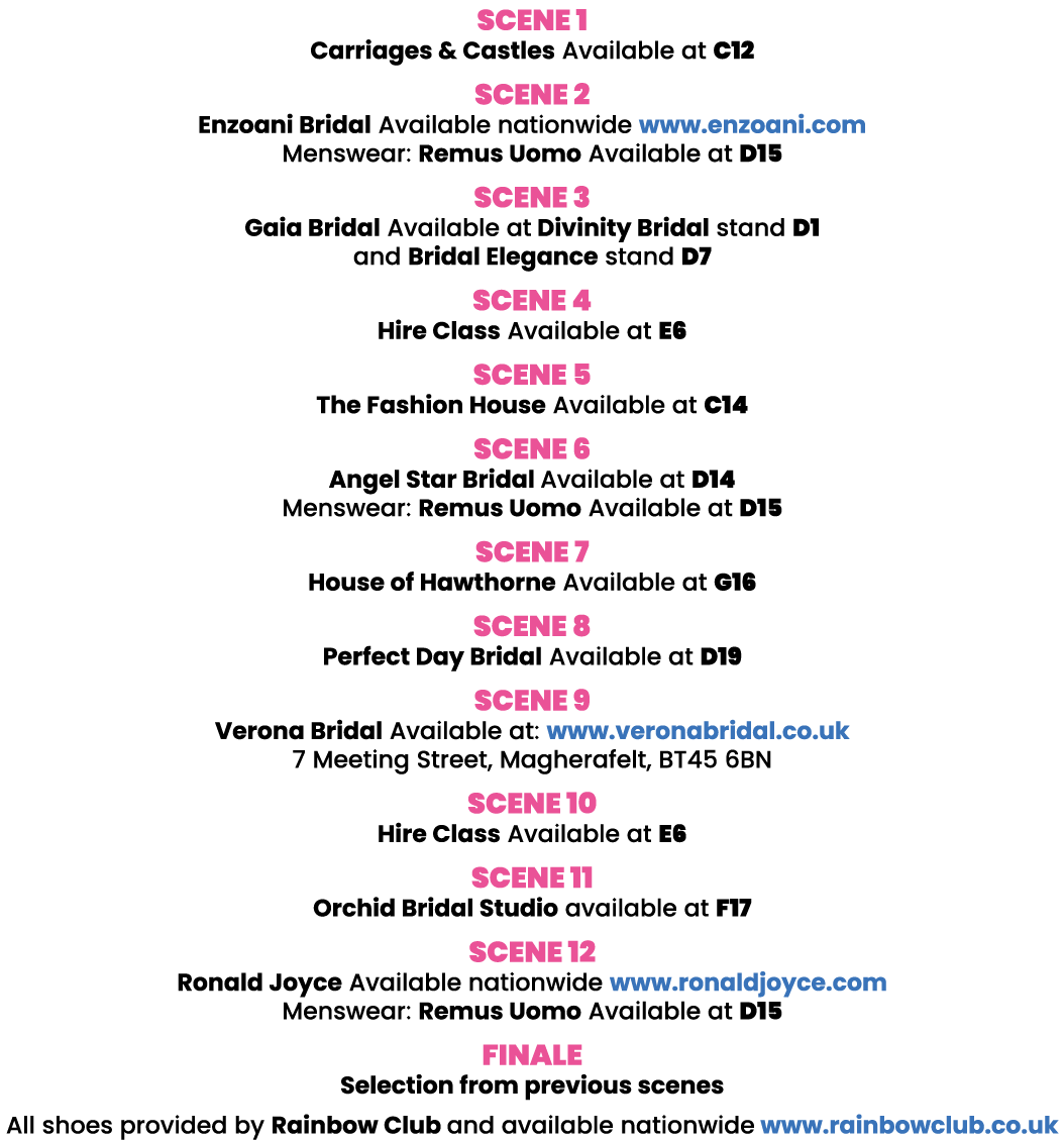 Scene 1 Carriages & Castles Available at C12 Scene 2 Enzoani Bridal Available nationwide www enzoani com Menswear: Re   