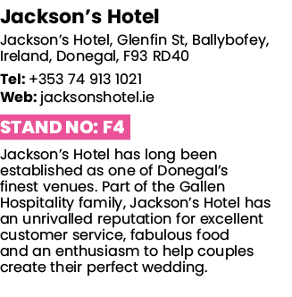 Jackson s Hotel Jackson s Hotel, Glenfin St, Ballybofey, Ireland, Donegal, F93 RD40 Tel: +353 74 913 1021 Web: jackso   