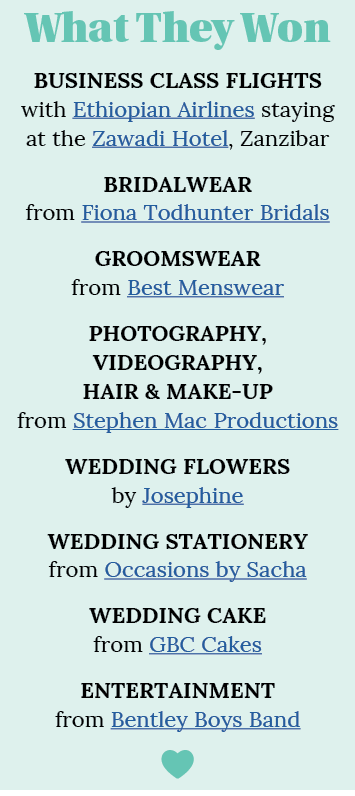 What They Won Business Class Flights with Ethiopian Airlines staying at the Zawadi Hotel, Zanzibar Bridalwear from Fi   